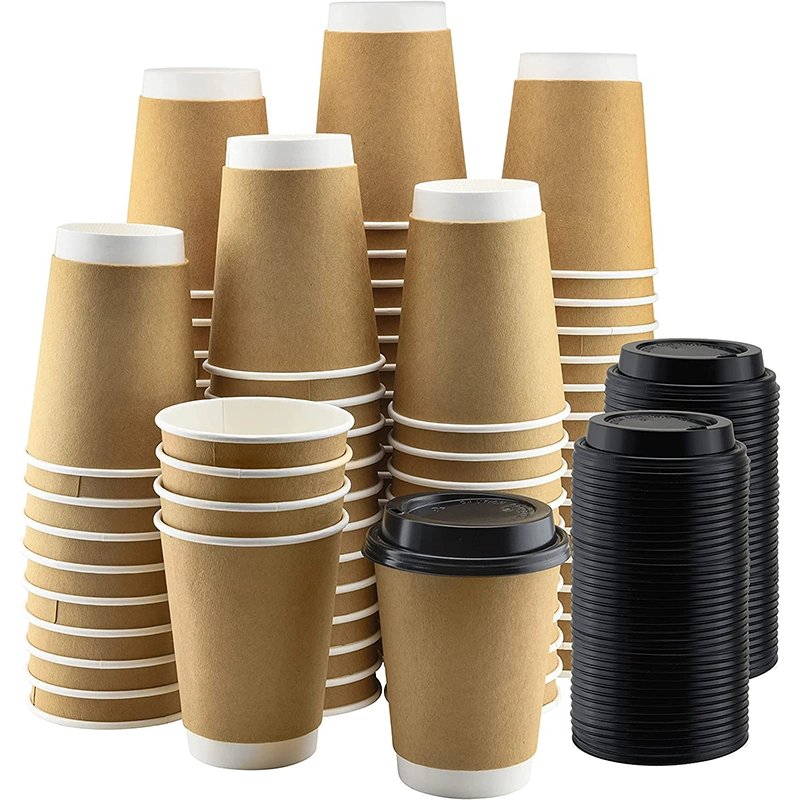 Disposable Double Wall Kraft Paper Cup Biodegradable Thick Cup for Hot Drink