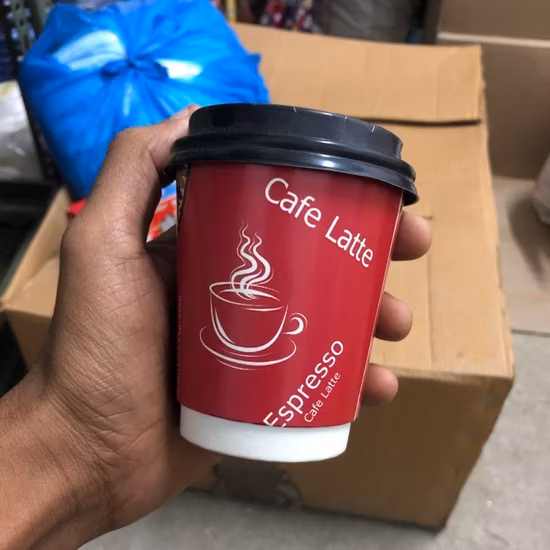 Copo grosso biodegradável descartável do papel de embalagem da parede dobro para a bebida quente