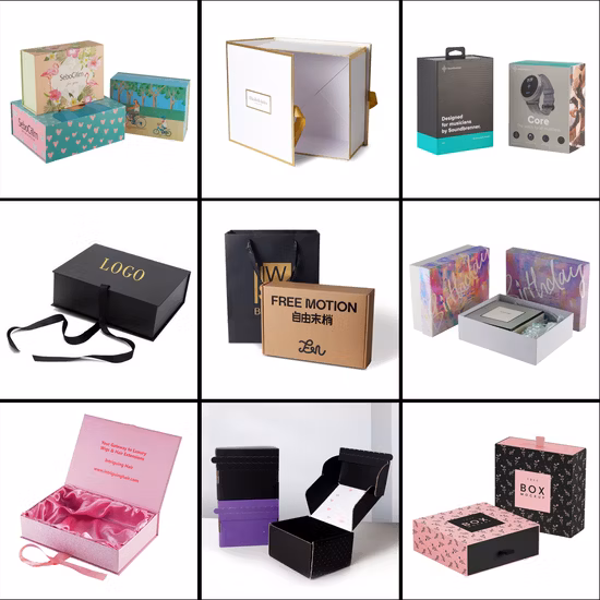 Caixa de papel reciclável para presente de artesanato, embalagem luxuosa dobrável impressa personalizada em papelão rígido